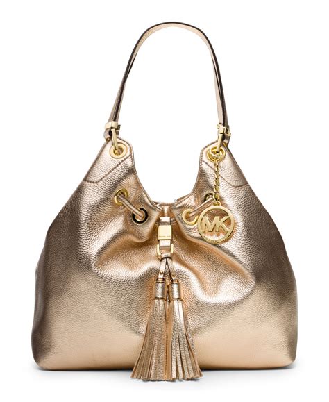 gold michael kors purse with big diamond|michael kors large gold tote.